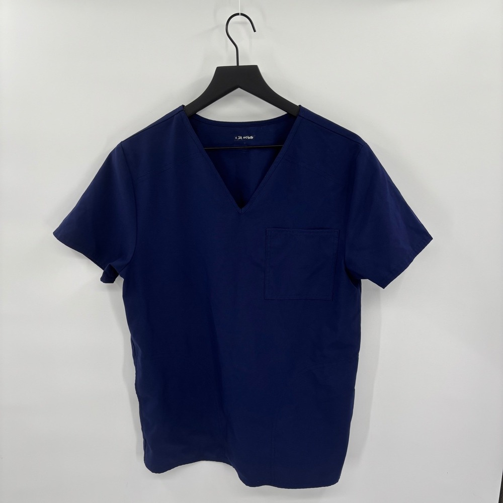 FIGS Casma Scrub Top Womens Small Indigo Blue V-Neck Medical Workwear WM03T921